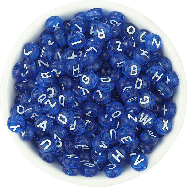 100pcs Letter Acrylic Beads Transparent Candy Color DIY Bracelet Making 9
