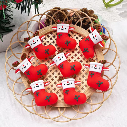 20Pcs Silicone 3D Focal Beads Elk Christmas Shoes Front Facing 2