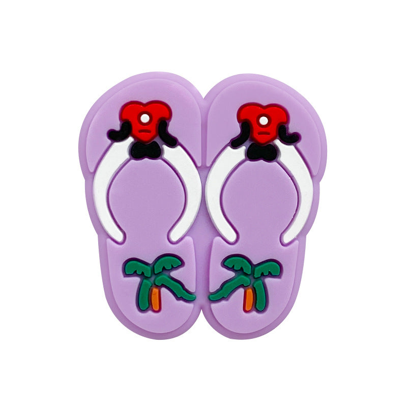 20pcs Silicone Focal Beads Slippers Pair with Palm Tree Detail 4