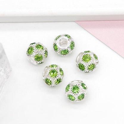 50pcs 8mm Metal Hollow Rhinestone Spacer Beads Silver and Gold 4