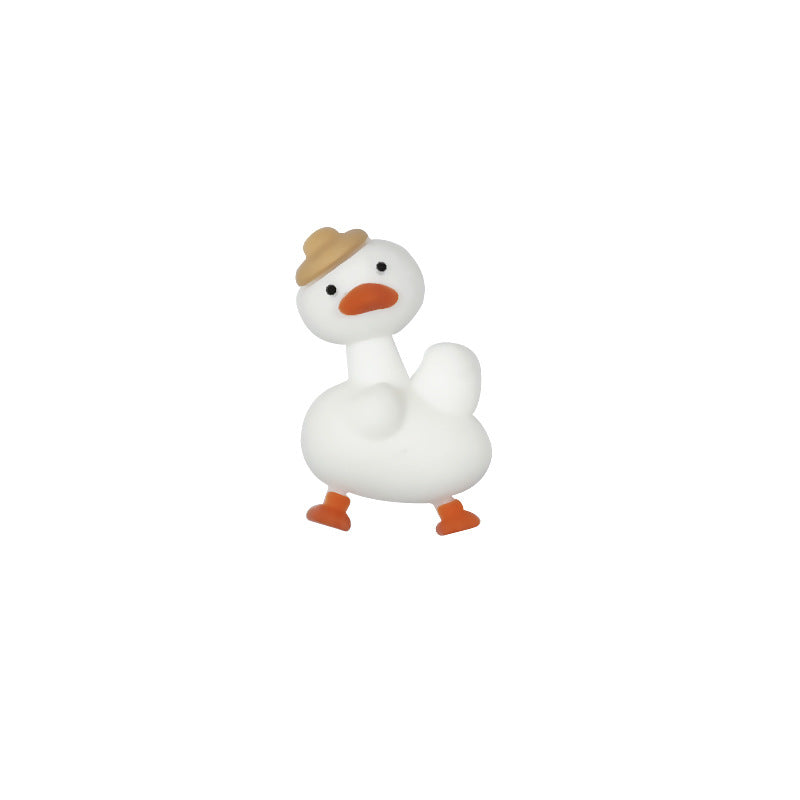 20Pcs Silicone 3D Focal Beads Macaroon Color Duck Wearing Hat 6