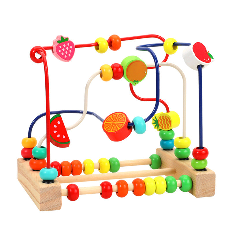 Wooden Fruit Themed Bead Maze Educational Toy for Kids