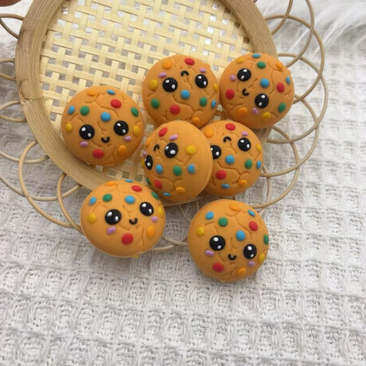 20pcs Silicone 3D Focal Beads Cookies With Colorful Sprinkles