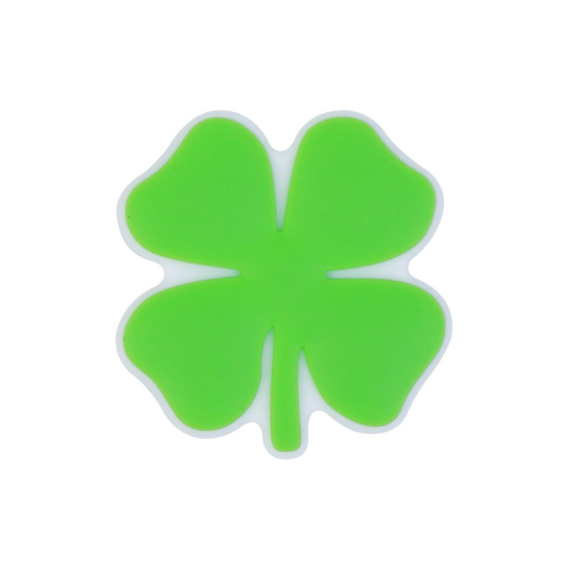 20Pcs Silicone Focal Beads Four Leaf Clover Flat Leaf Shape 6