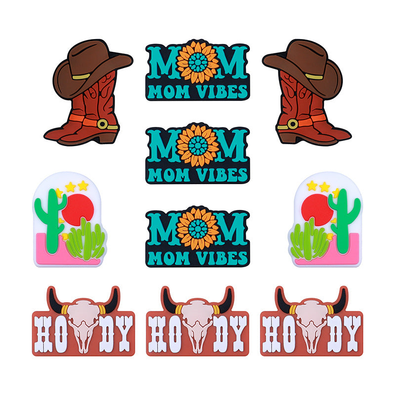 20Pcs Silicone Focal Beads Hat Cowboy Boots Design