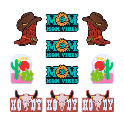 20Pcs Silicone Focal Beads Hat Cowboy Boots Design
