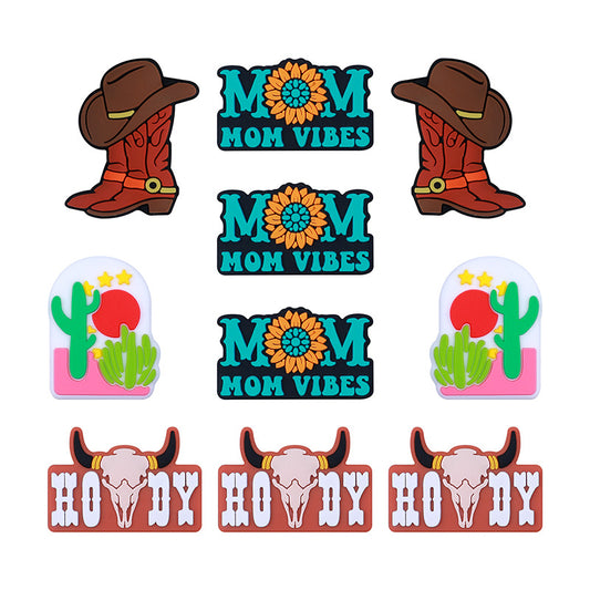 20Pcs Silicone Focal Beads Hat Cowboy Boots Design