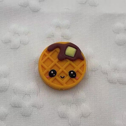 20Pcs Silicone 3D Focal Beads Cute Biscuits Smiling Face Design 3