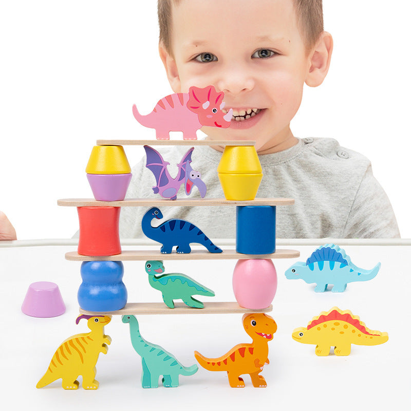 Wooden Building Blocks Dinosaur Stacking Puzzle Educational Toy 3