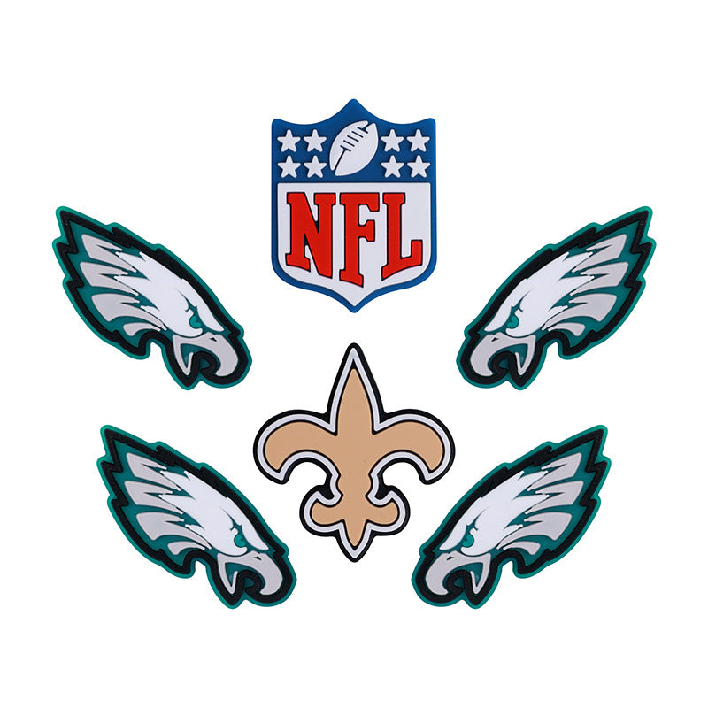 20pcs Silicone Focal Beads Football Rugby Team Collection Variety 5