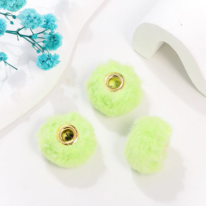 50pcs 20mm Fuzzy Abacus Large Hole Spacer Beads Imitation Rabbit Hair 10