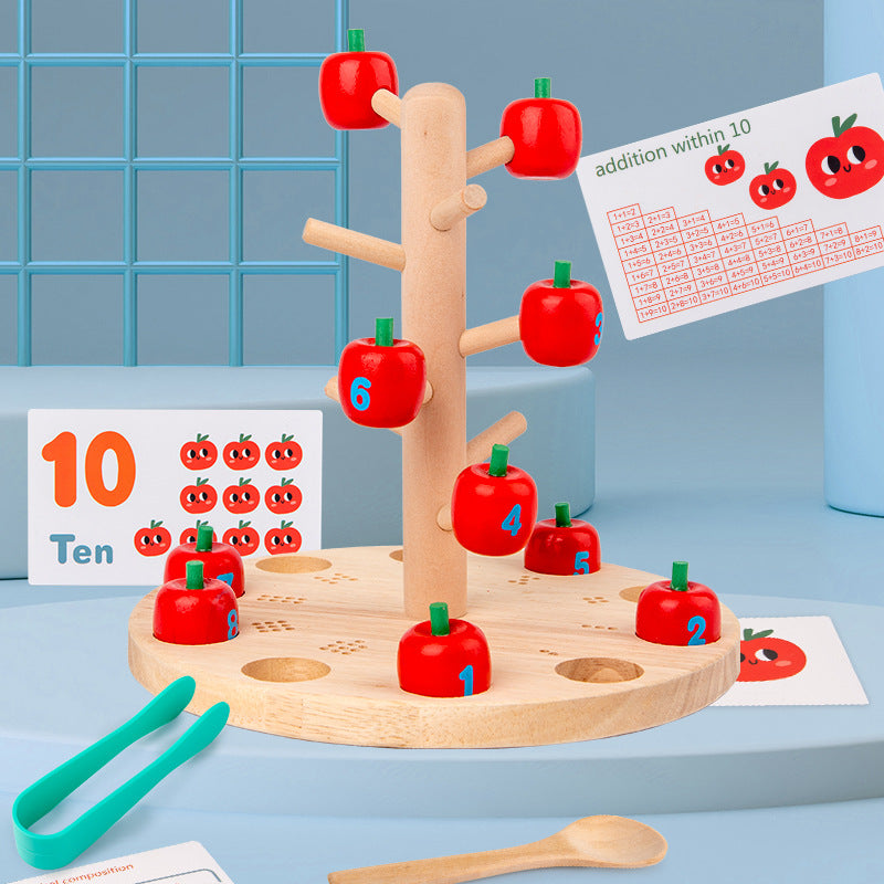 Wooden Apple Montessori Toys Educational Counting Game for Kids 2
