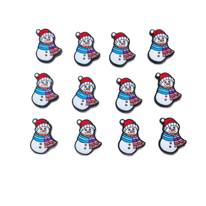 20Pcs Silicone Focal Beads Christmas Snowman Wearing Scarf 5