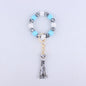 Leopard Print Silicone Bead Wristlet Keychain Tassel Charm 7