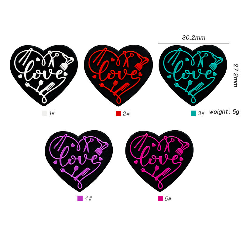 20Pcs Silicone Focal Beads Love Hair Salon Heart Shape with Hair Tool Design 3