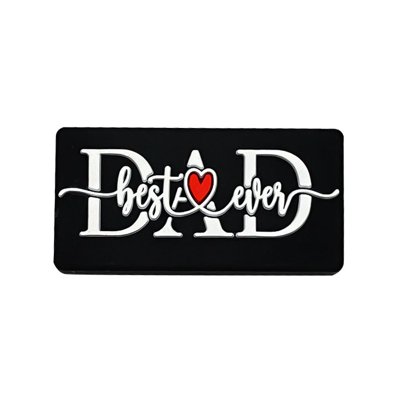 20Pcs Silicone Focal Beads Love Dad Or Mom Rectangular Design 6