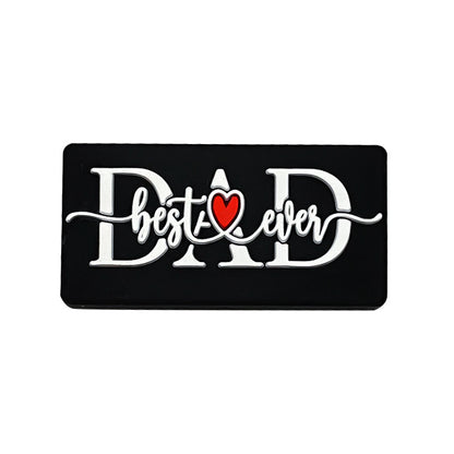 20Pcs Silicone Focal Beads Love Dad Or Mom Rectangular Design 6