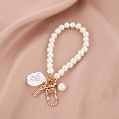 Pearl Love Silicone Bead Wristlet Keychain with Metal Charm 6