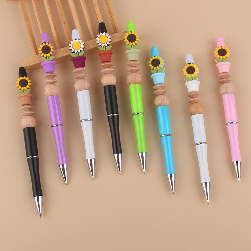 Sunflower Silicone Beaded Pens Handmade Office School Supplies Gift
