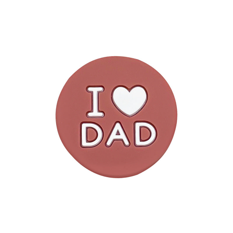 20pcs Silicone Focal Beads I Love Dad Printed Text 14