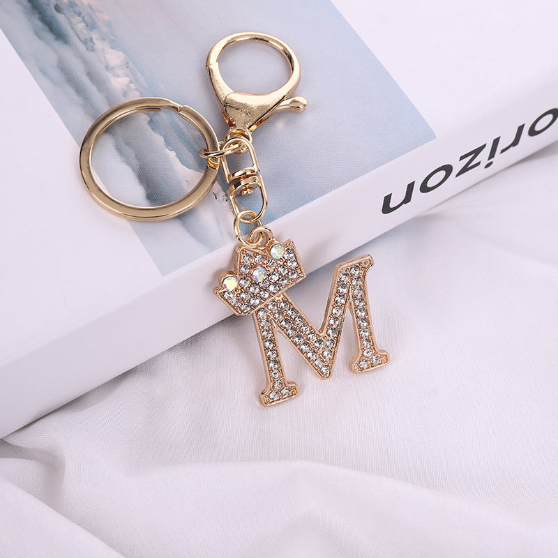 Alloy Diamond Letter Keychain Zinc Alloy Material A to Z Initial 2
