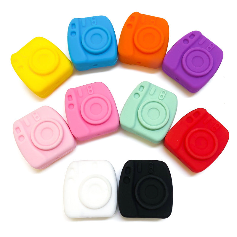 20Pcs Silicone Focal Beads Camera Solid Color Creative Design 4
