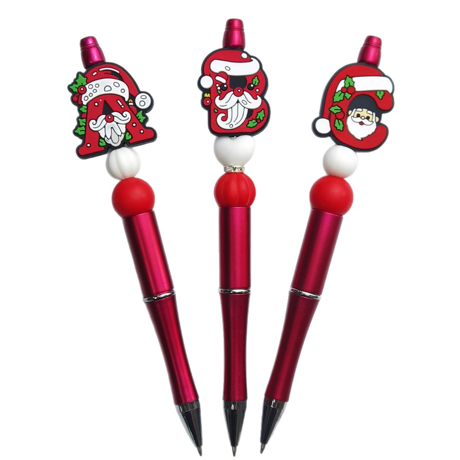 20Pcs Silicone Focal Beads Christmas ABC Santa Claus Hat Design 5