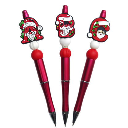 20Pcs Silicone Focal Beads Christmas ABC Santa Claus Hat Design 5