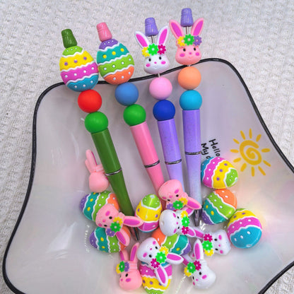 20Pcs Silicone 3D Focal Beads Easter Bunny Egg Holding Flower Crown 2