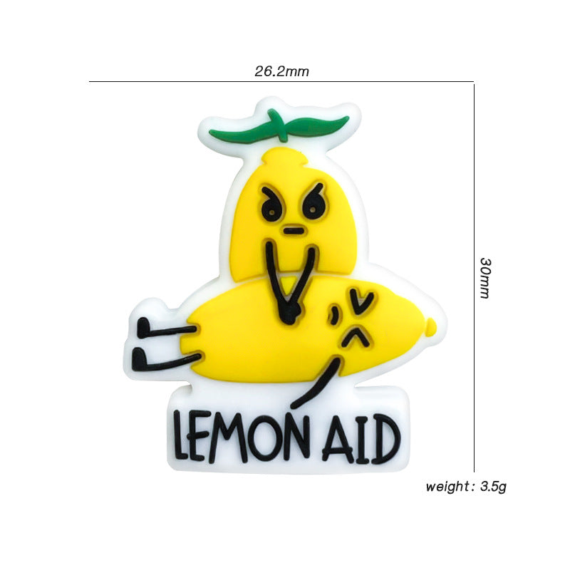 Silicone Focal Beads Lemon Fruit With Printed Text Lemon Aid 3