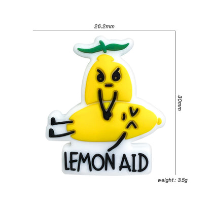 Silicone Focal Beads Lemon Fruit With Printed Text Lemon Aid 3