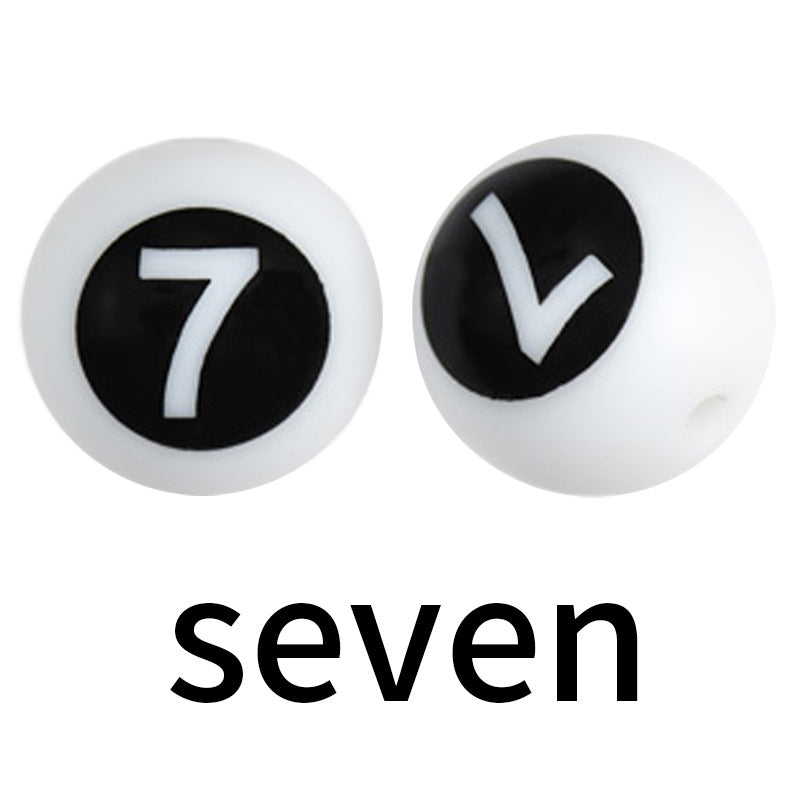 50pcs 15mm Silicone Number Beads Printed Design 13