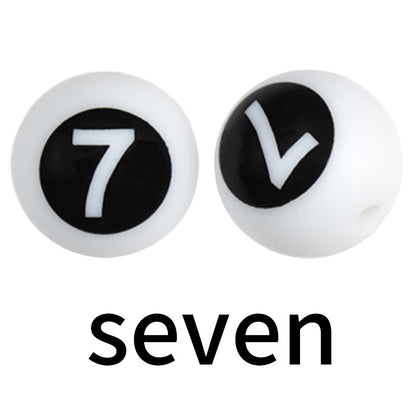 50pcs 15mm Silicone Number Beads Printed Design 13