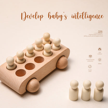 Wooden Building Blocks Villain Trolley Toy for Kids 2