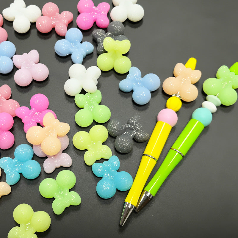 20Pcs Silicone 3D Focal Beads Cherry Glitter Solid Glow In The Dark 4