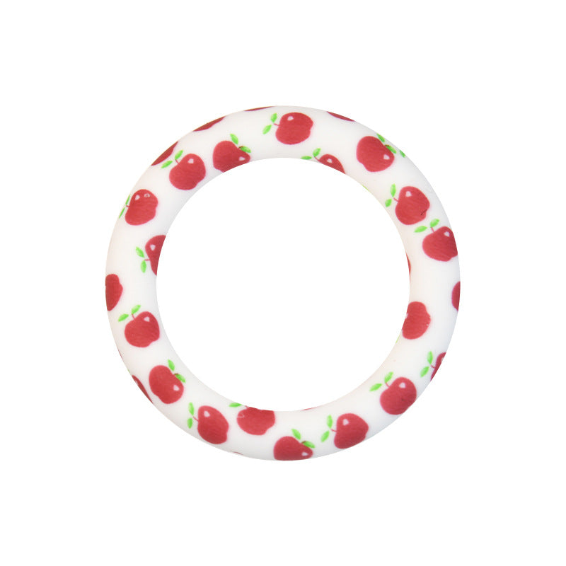 65mm Printed Silicone Beads Rings Multi Color Design 32