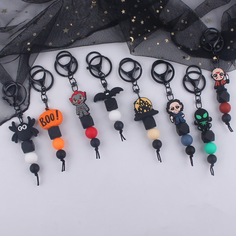 Halloween Themed Silicone Bead Keychain Assortment Charm Set