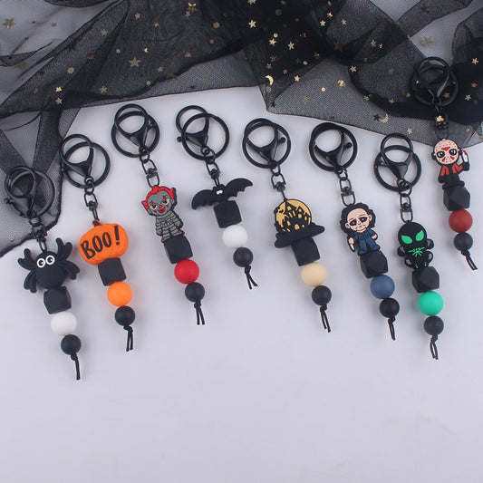 Halloween Themed Silicone Bead Keychain Assortment Charm Set