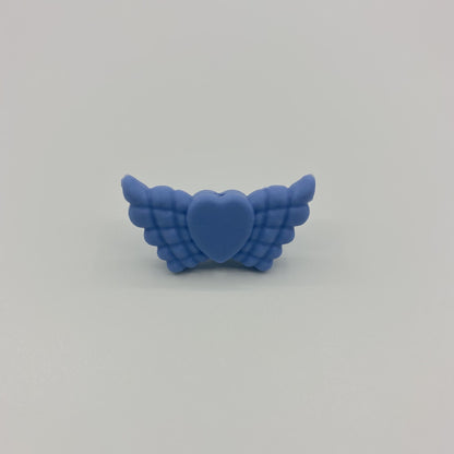 20pcs Silicone Focal Beads Wing Shape with Heart Center 40