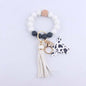 Western Cow Silicone Bead Wristlet Keychain PU Leather Tassel 10
