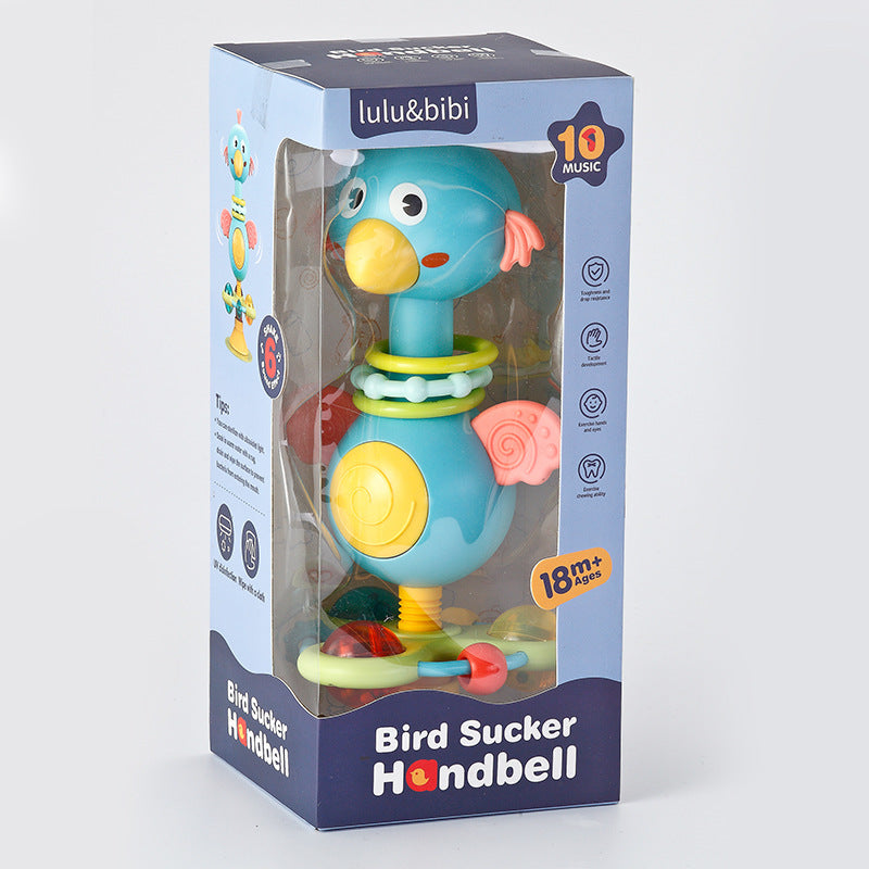 Bird Shaped Suction Cup Spinner Toy with Handbell for Babies 2
