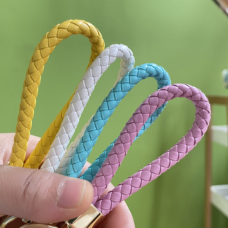 Resin Wool Animal Keychain Cute Charm with Braided Strap 3