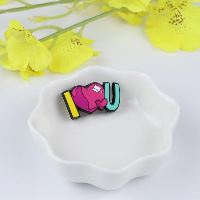 20pcs Silicone Focal Beads I Love You Text with Heart Design 2