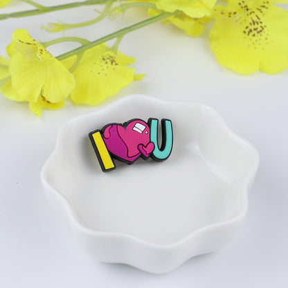 20pcs Silicone Focal Beads I Love You Text with Heart Design 2