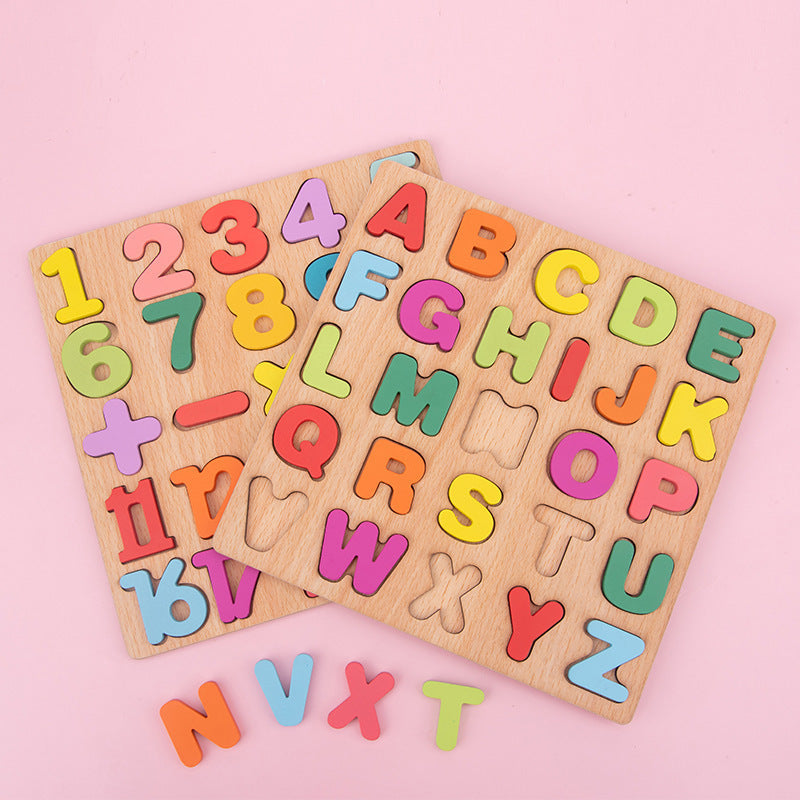 Wooden Alphabet and Number Puzzle Montessori Toys for Kids