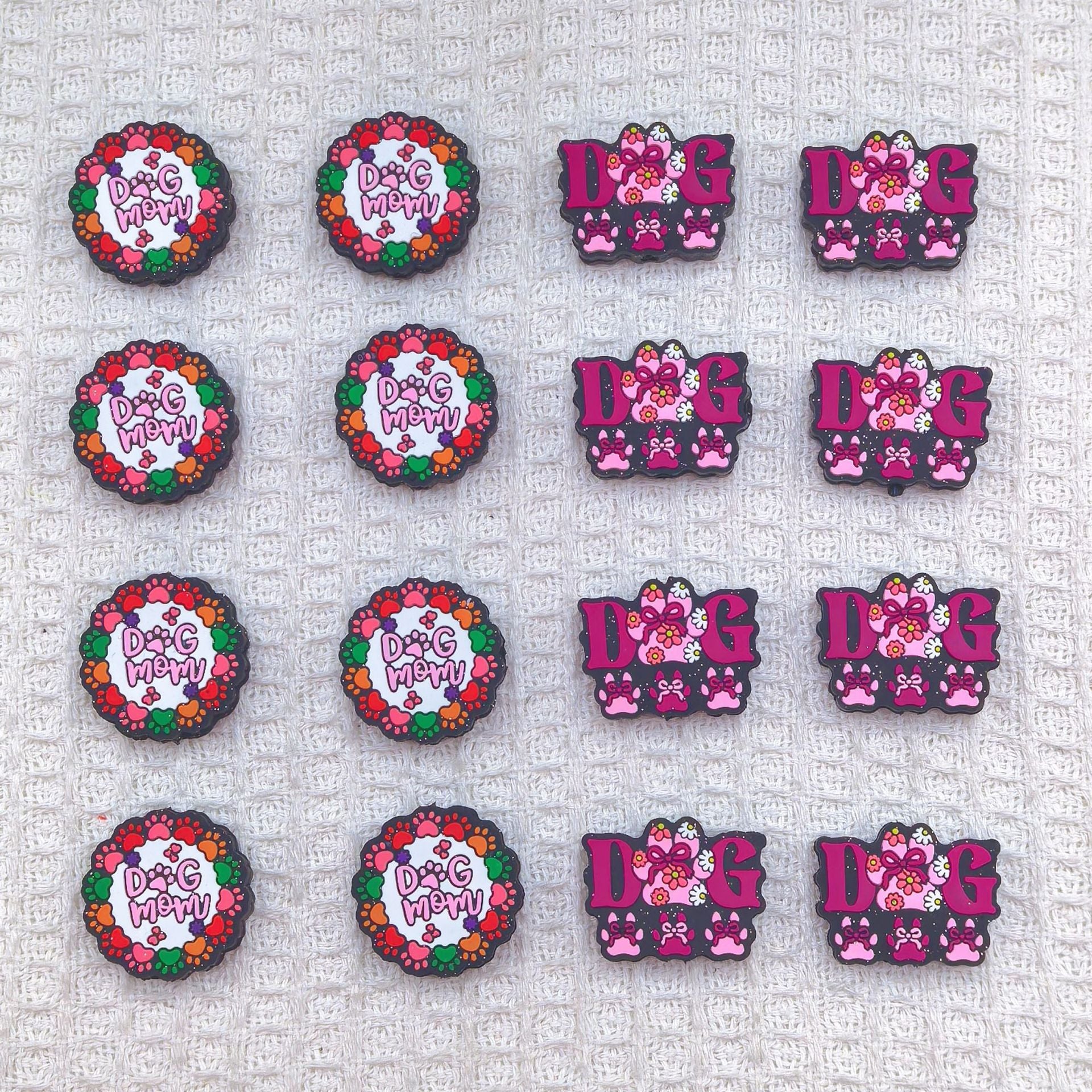 20Pcs Silicone Focal Beads Color Dog Claw Card Design 5
