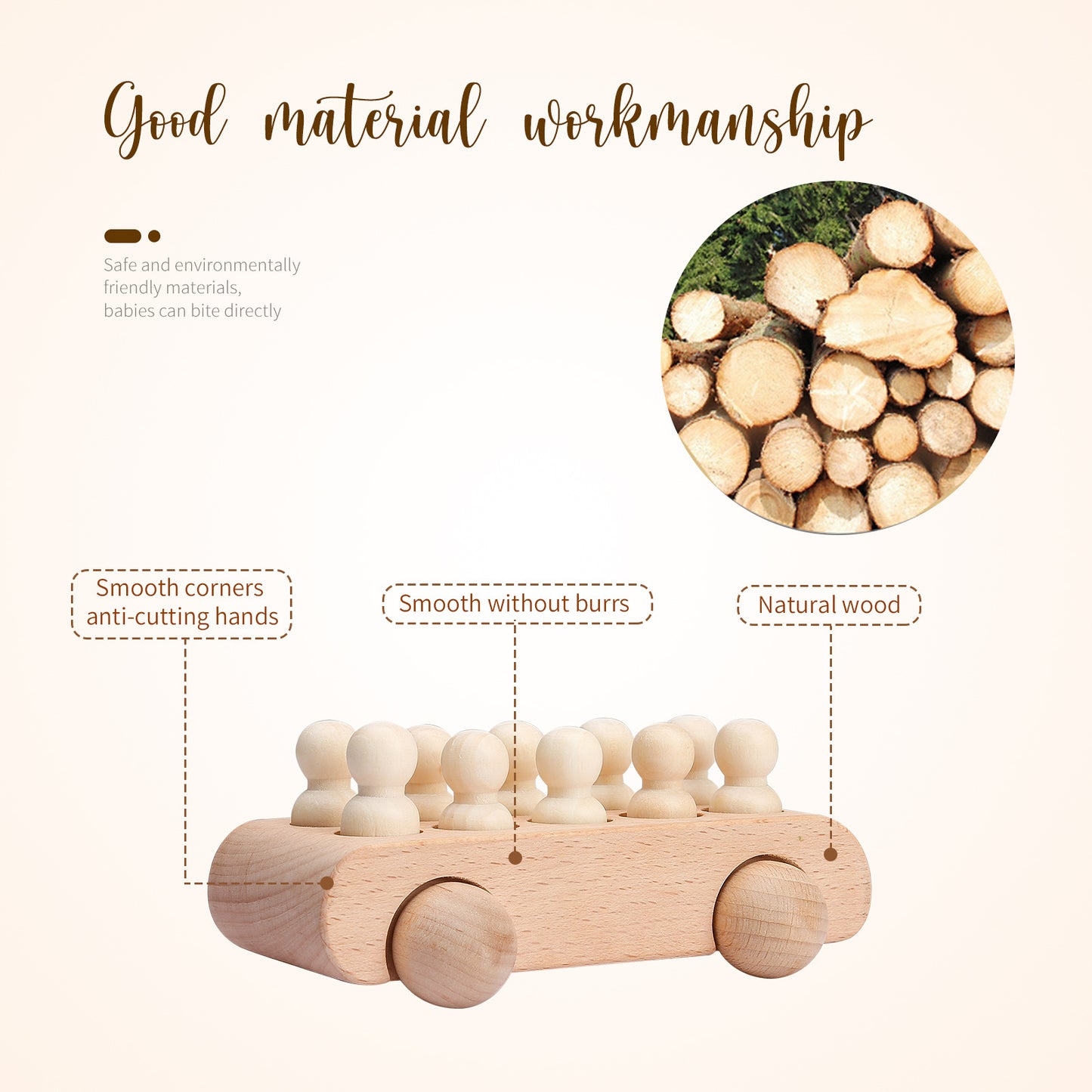 Wooden Building Blocks Villain Trolley Toy for Kids 5