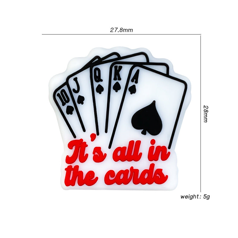 20Pcs Silicone Focal Beads Poker Cards It's All In The Cards Text 2