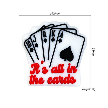 20Pcs Silicone Focal Beads Poker Cards It's All In The Cards Text 2