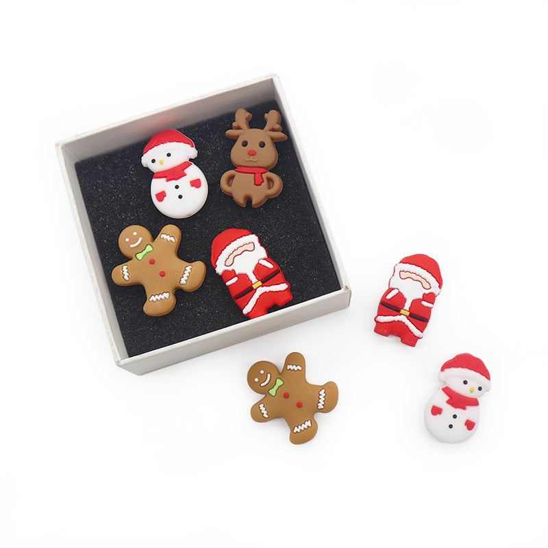 20pcs Silicone Focal Beads Christmas Santa Snowman Elk Deer Gingerbread Man 5